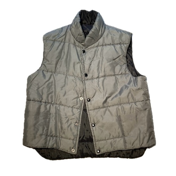 Men Medium Reversible Puffy Vest 90’s Black/Grey - Picture 3 of 4